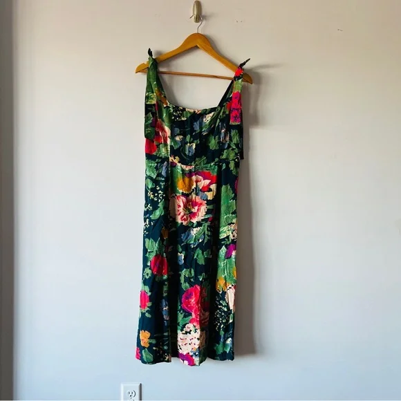 Sezane Dorotha Dress Floral Midi Trianon Print Tie Strap Slit Dress Size 6 US - Picture 2 of 9